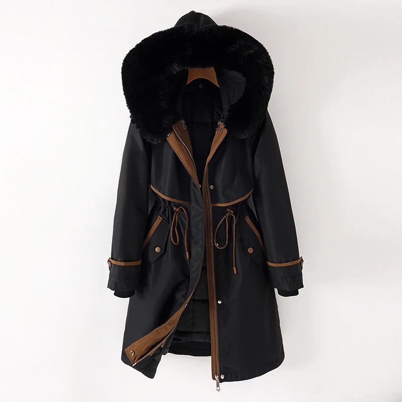 Women's Parka Jacket with Decorative Faux Fur