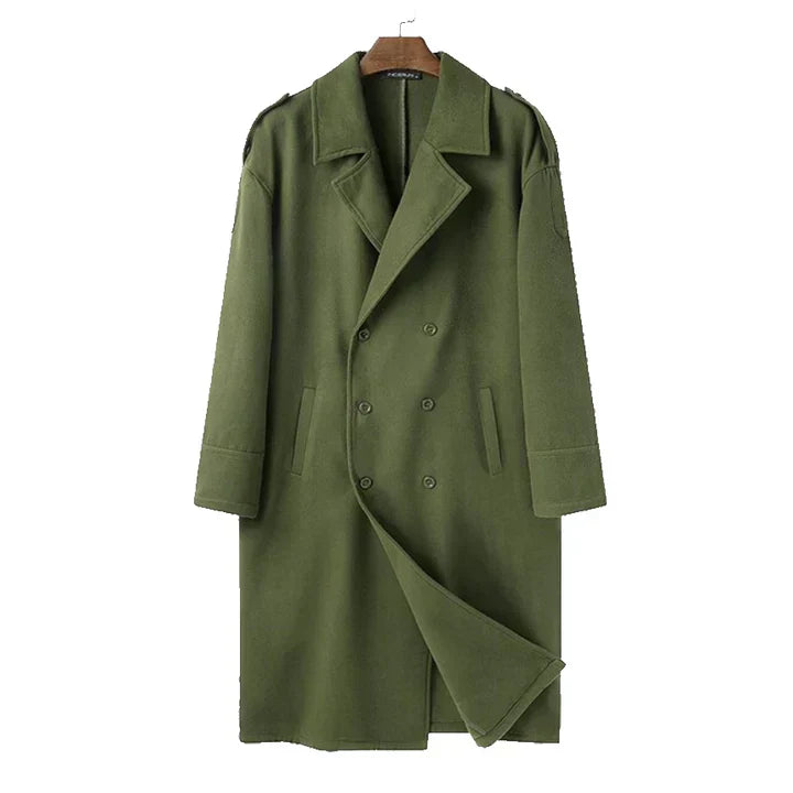 Double Breasted Long Overcoat for Men with Notch Lapel (3)