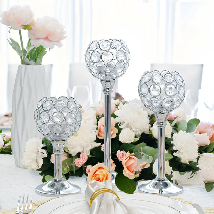 Candle Holder | Sparkling Crystal Design, Vintage-Inspired Elegance