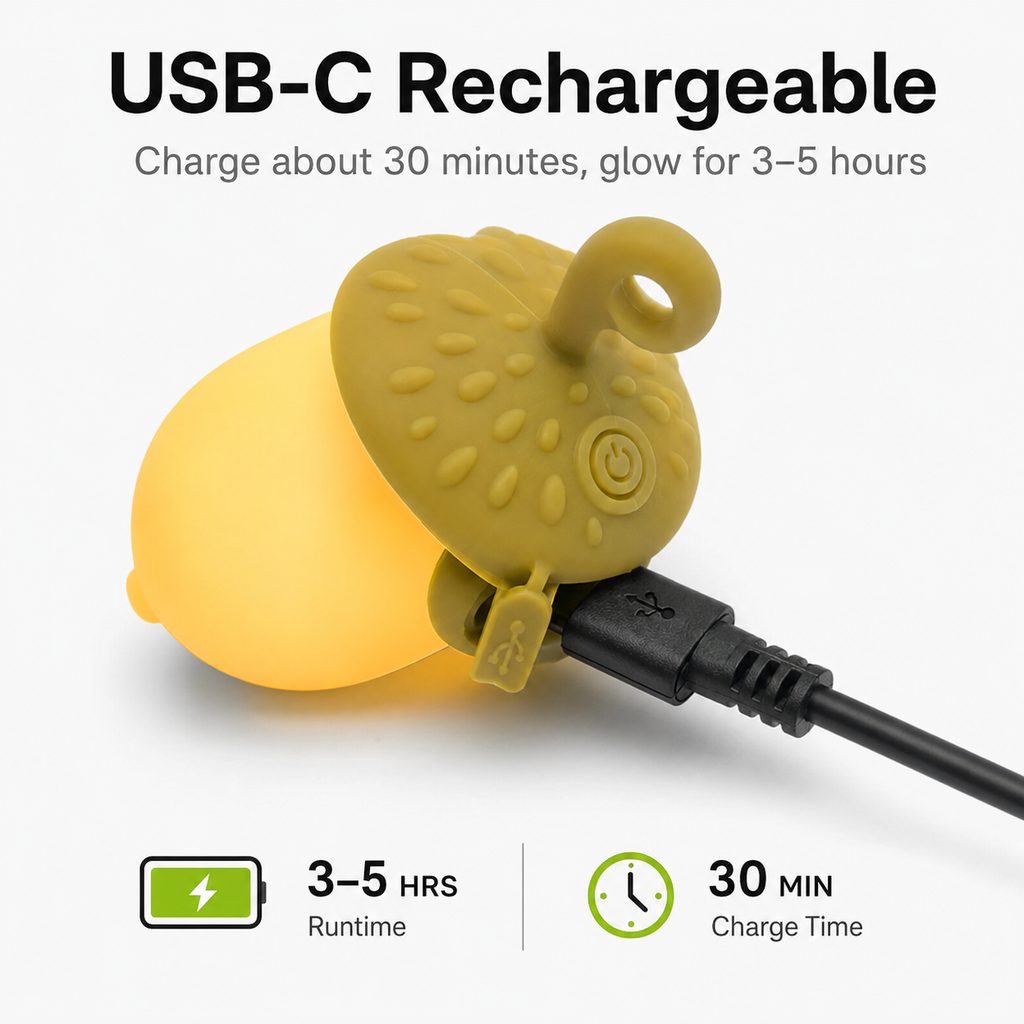 AcornGlow USB-C Rechargeable Pet Safety Light for Night Walks