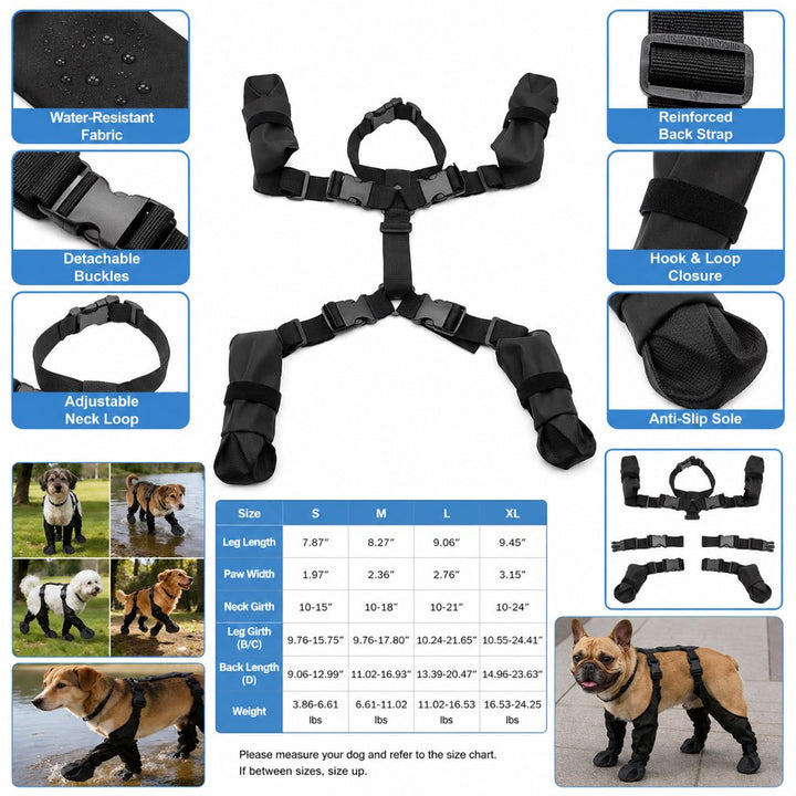 Stay-On Waterproof Dog Walking Boots for Rain, Mud & Hot Pavement