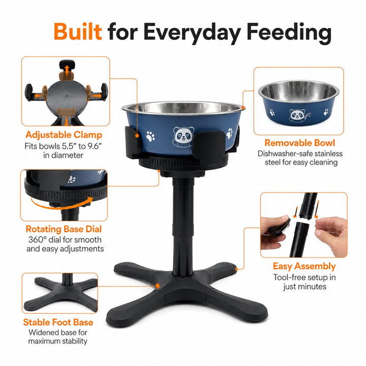 French Bulldog Adjustable Elevated Tilted Dog Bowl for Kitchen Feeding Corners