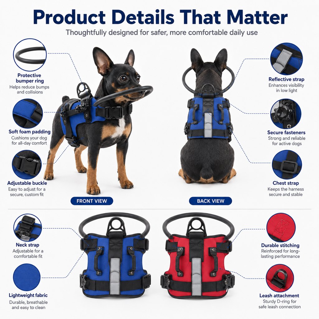 Adjustable Dog Bumper Ring Harness for Safer Home Walking