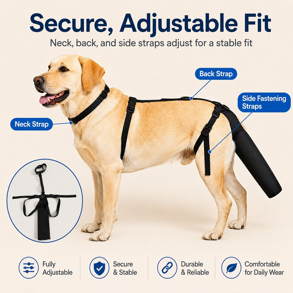 Adjustable Dog Tail Protector for Recovery & Daily Walks | Padded Guard for Sensitive Tails