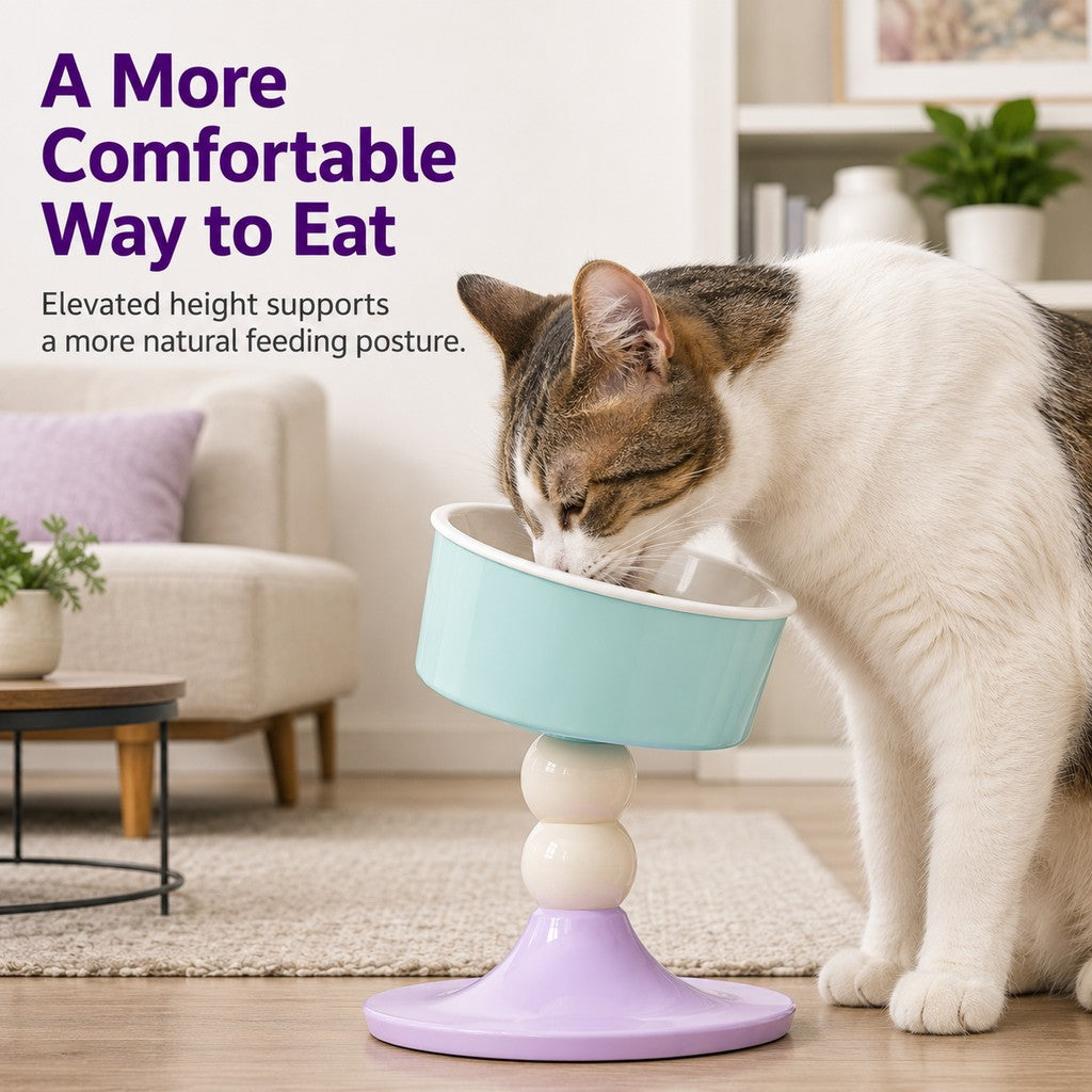 Adjustable Elevated Pet Bowl for Cats & Small Dogs | 3 Height Modes for Comfortable Feeding