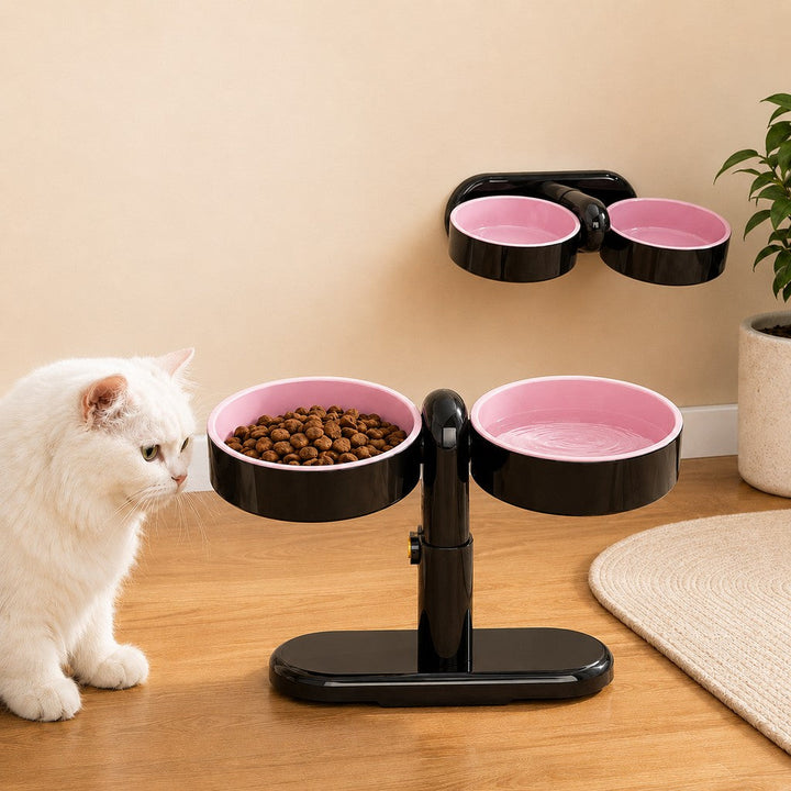Adjustable Elevated Pet Bowl for Cats & Small Dogs