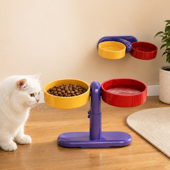 Adjustable Elevated Pet Bowl for Cats & Small Dogs