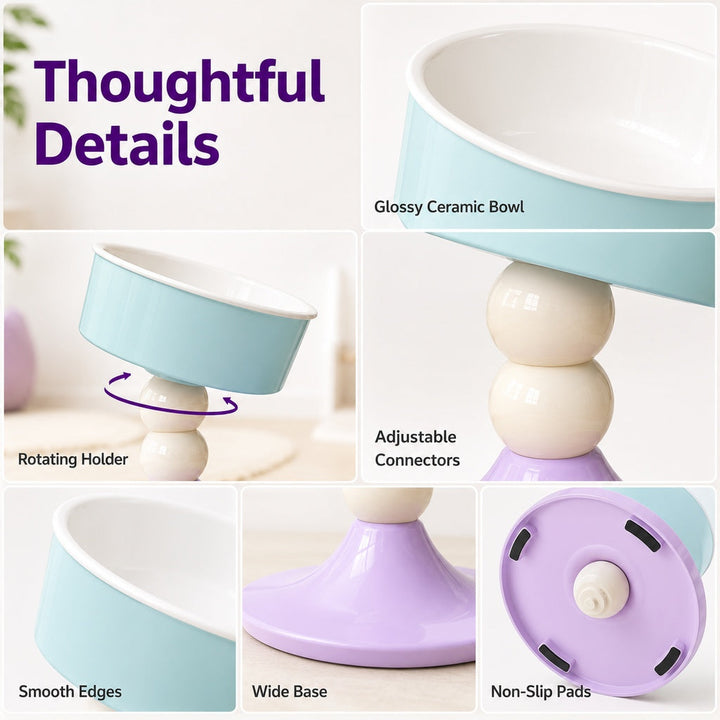 Adjustable Elevated Pet Bowl for Cats & Small Dogs | 3 Height Modes for Comfortable Feeding