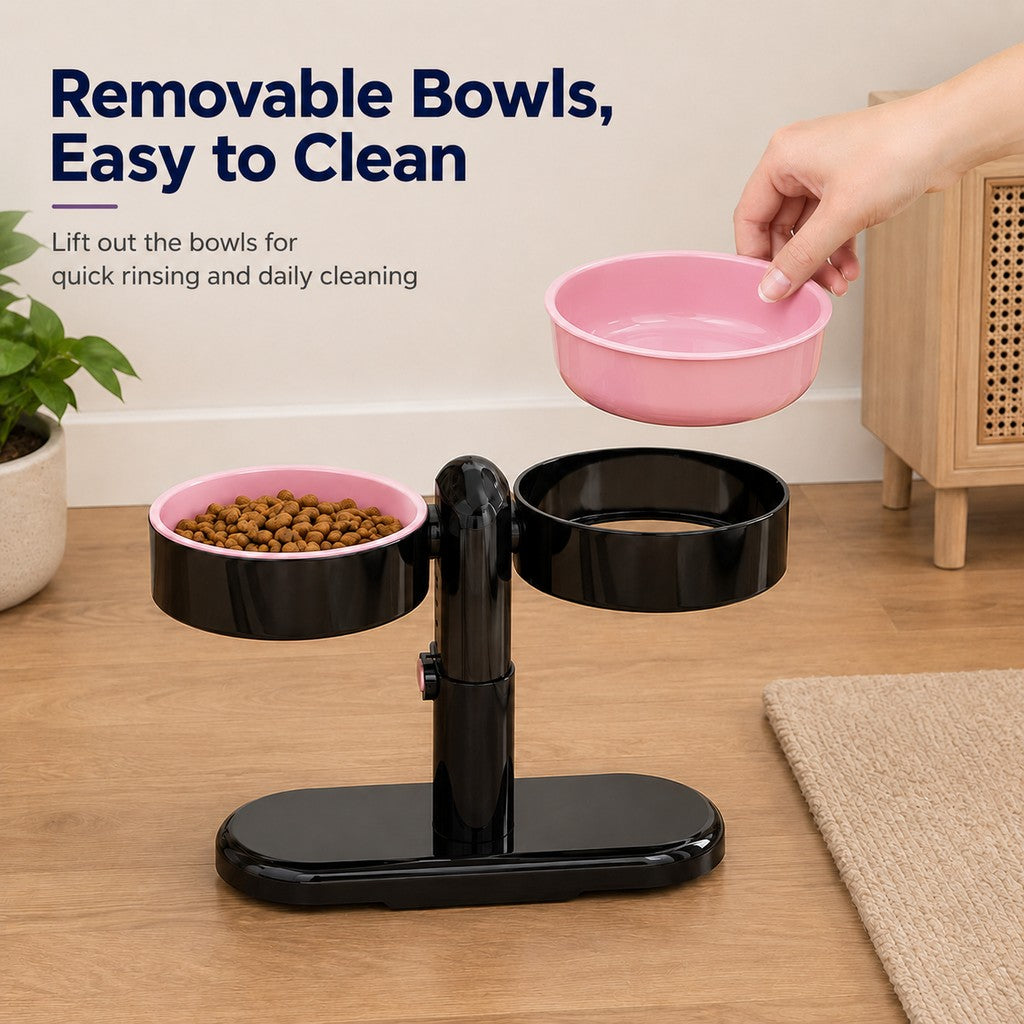 Adjustable Elevated Pet Bowl for Cats & Small Dogs