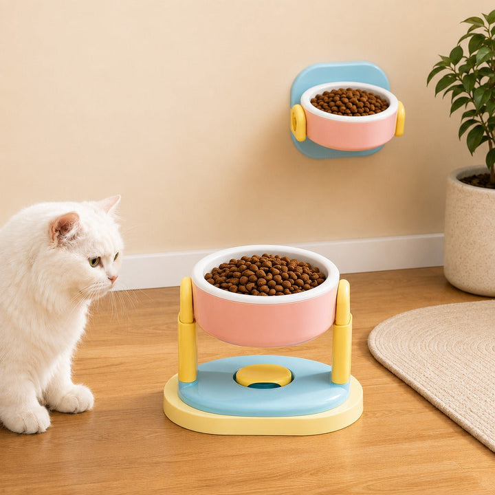 Adjustable Elevated Pet Bowl for Cats & Small Dogs
