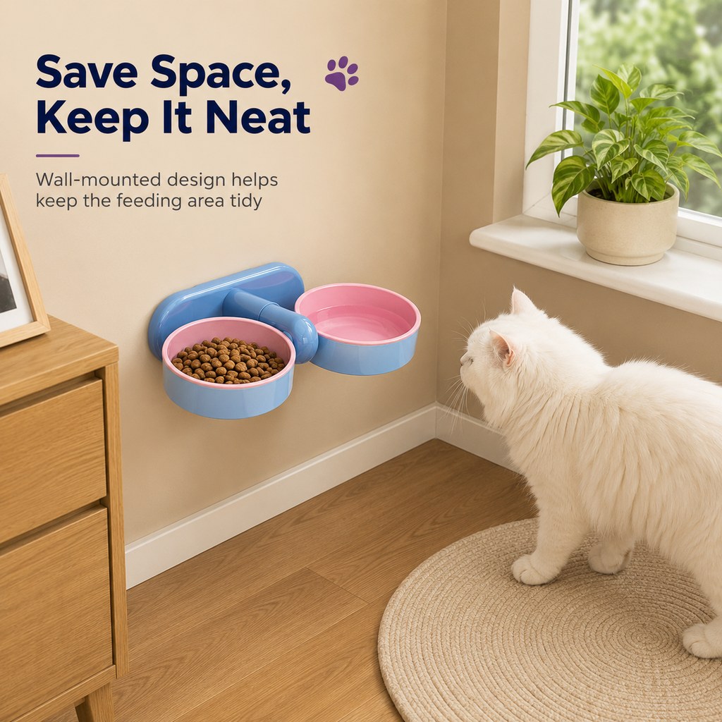 Adjustable Elevated Pet Bowl for Cats & Small Dogs