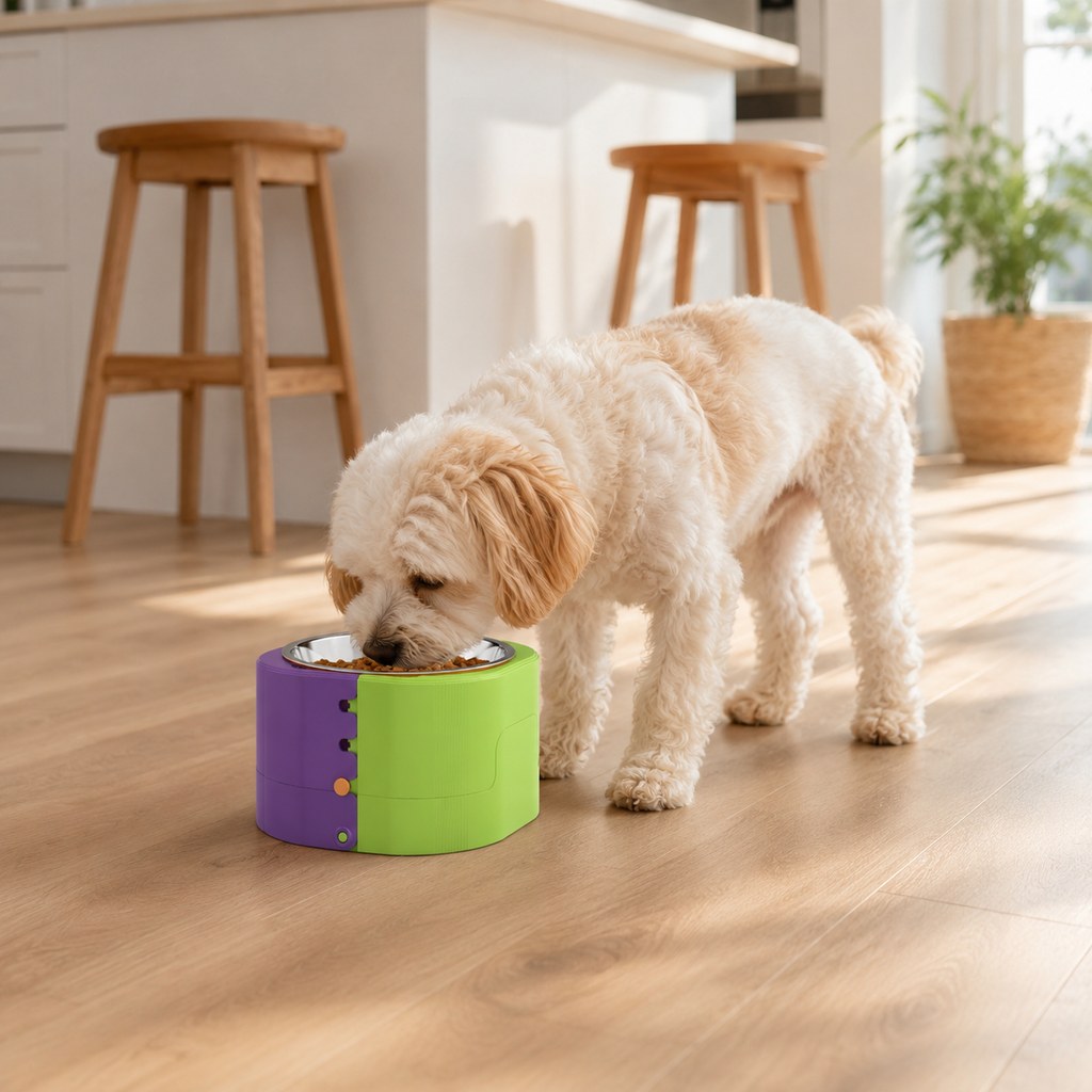 3-Level Adjustable Elevated Slow Feeder Bowl for Cats & Small Dogs