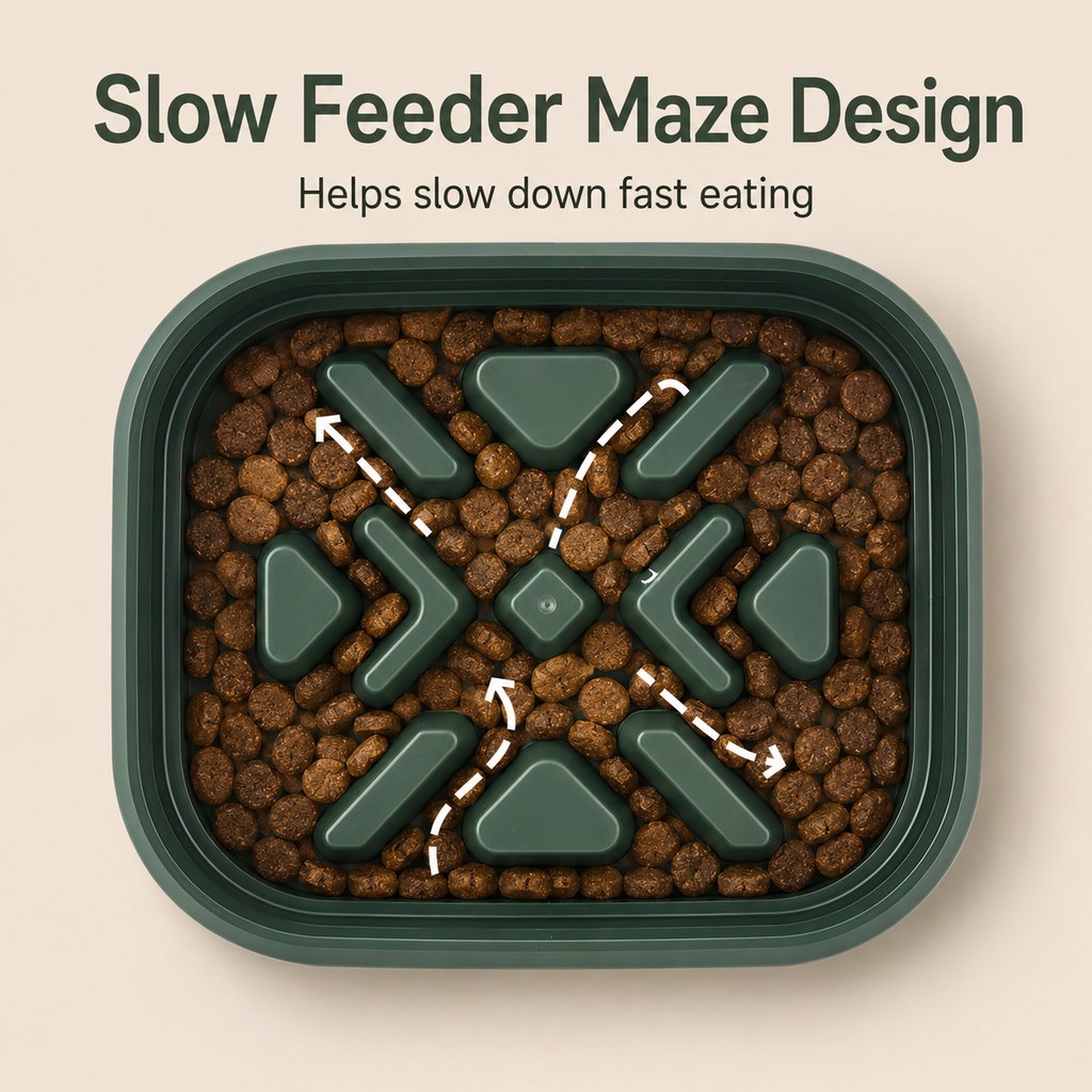 Adjustable Elevated Slow Feeder Pet Bowl for Cats & Small Dogs