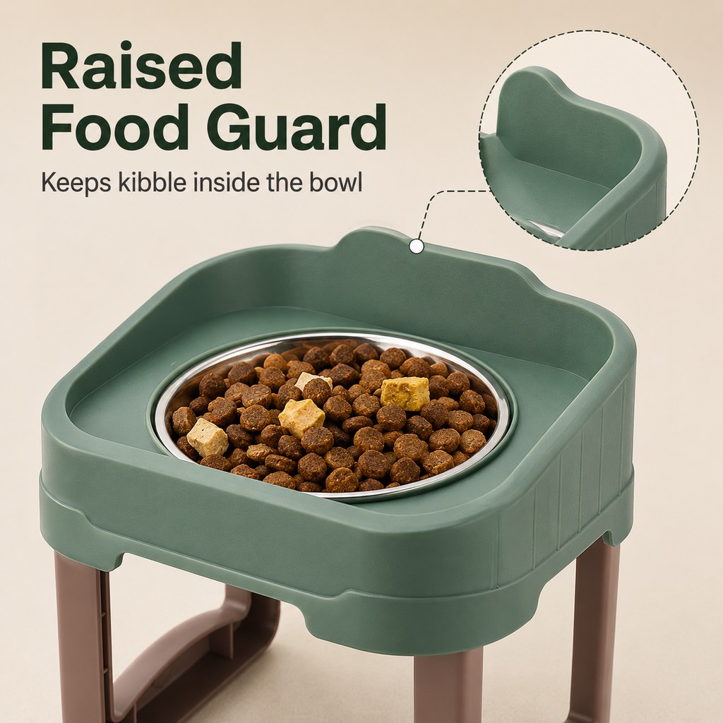 Adjustable Elevated Slow Feeder Pet Bowl for Cats & Small Dogs