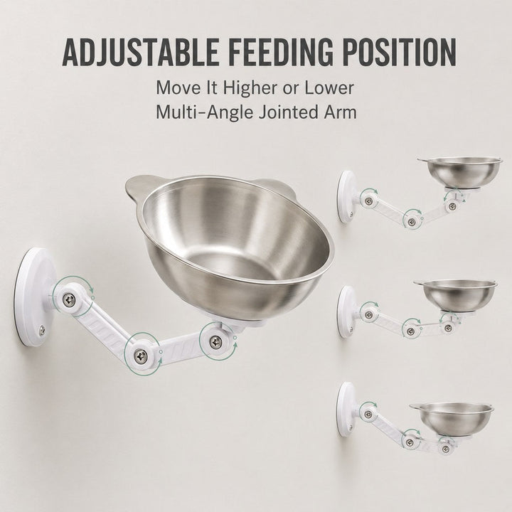Adjustable Wall-Mounted Pet Bowl for Cats & Small Dogs