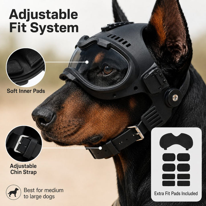 K9 Tactical-Style Dog Helmet with Goggles for Hiking & Outdoor Training
