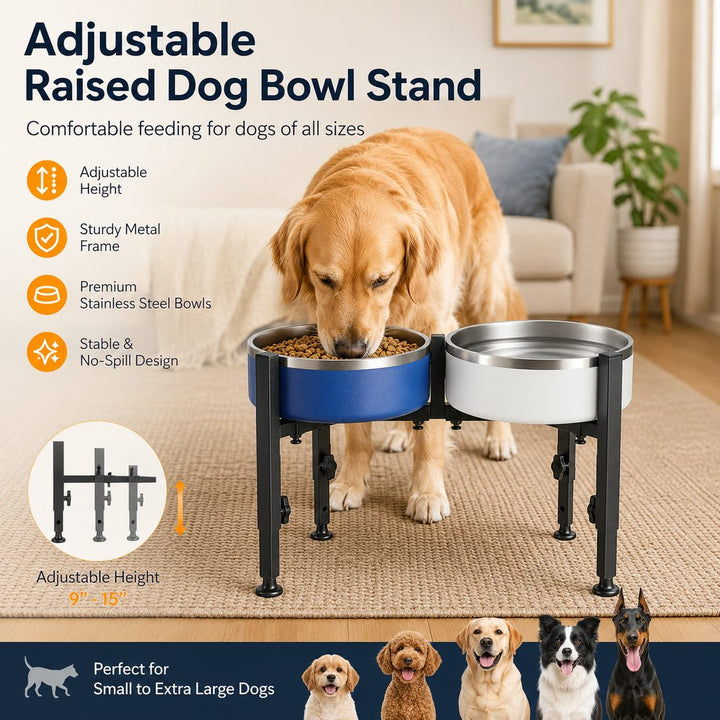 Adjustable Raised Dog Bowl Stand for Home Feeding