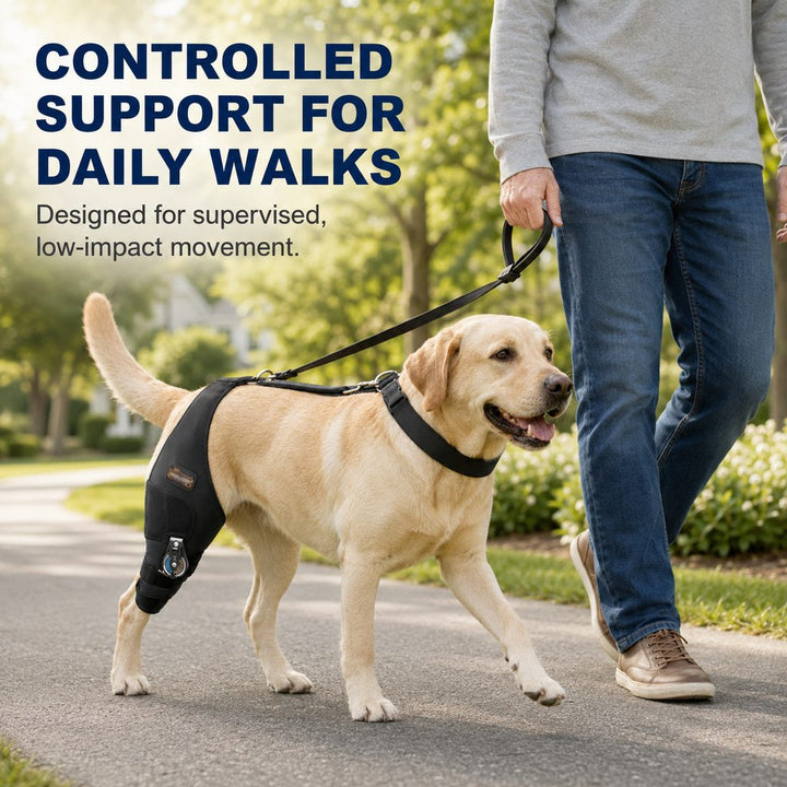 Adjustable Hinged Dog Knee Brace for Daily Walks | Rear Leg Support for Unsteady Steps