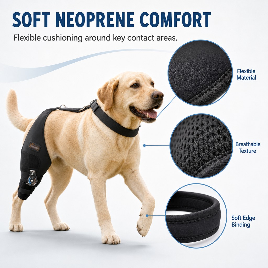 Adjustable Hinged Dog Knee Brace for Daily Walks | Rear Leg Support for Unsteady Steps