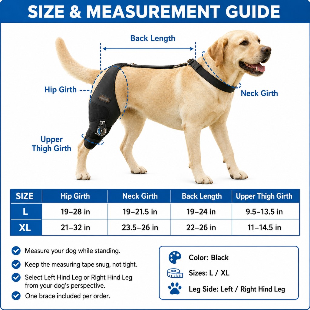 Adjustable Hinged Dog Knee Brace for Daily Walks | Rear Leg Support for Unsteady Steps