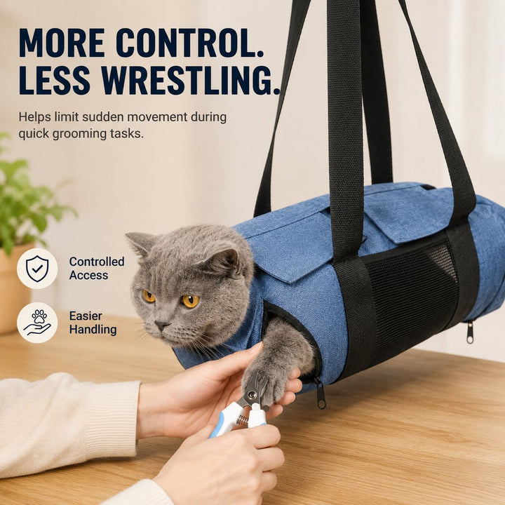 Cat Grooming Restraint Bag for Nail Trimming & Ear Cleaning | Easier Control for Wiggly Cats