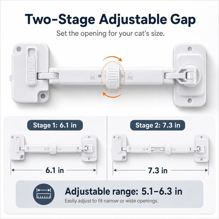 Adjustable Pet Door Latch for Litter Rooms | Let Cats In & Help Keep Dogs Out