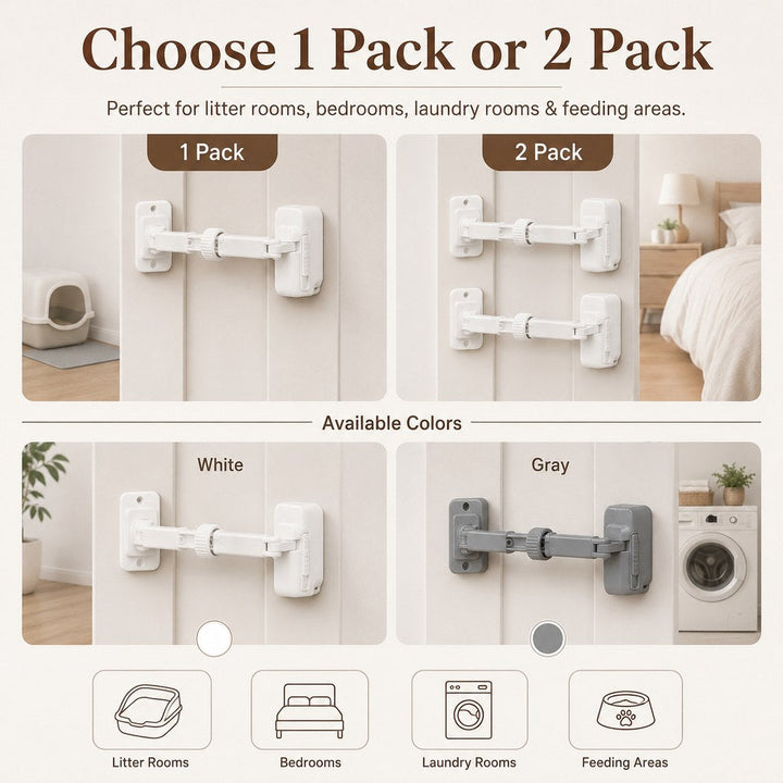 Adjustable Pet Door Latch for Litter Rooms | Let Cats In & Help Keep Dogs Out