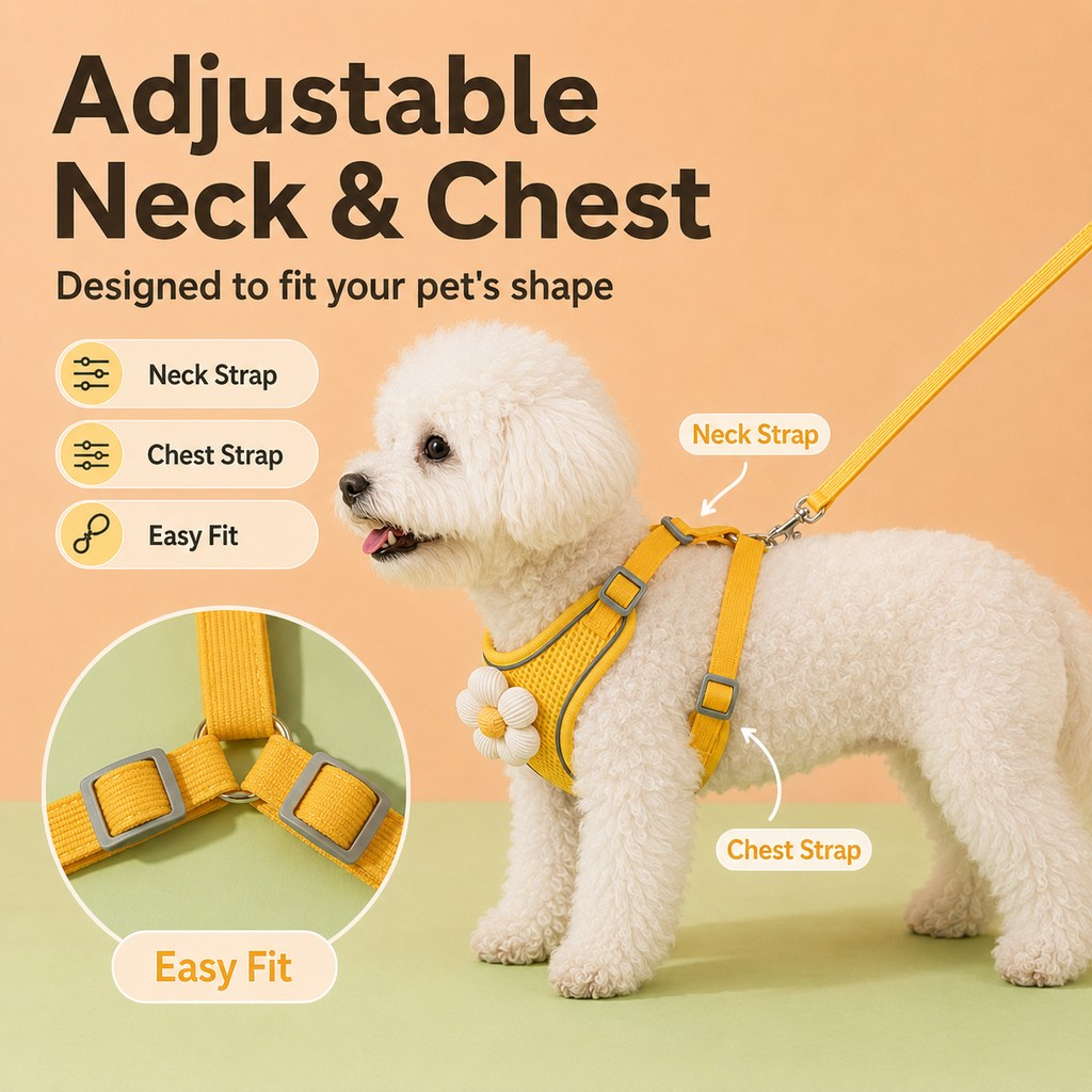 Daisy Pet Harness & Leash Set for Daily Walks