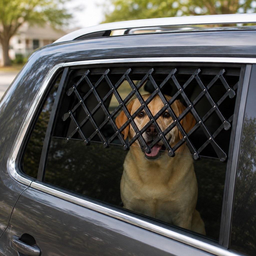 Expandable Dog Car Window Guard for Car Rides | Adjustable Rear Window Barrier for Curious Dogs