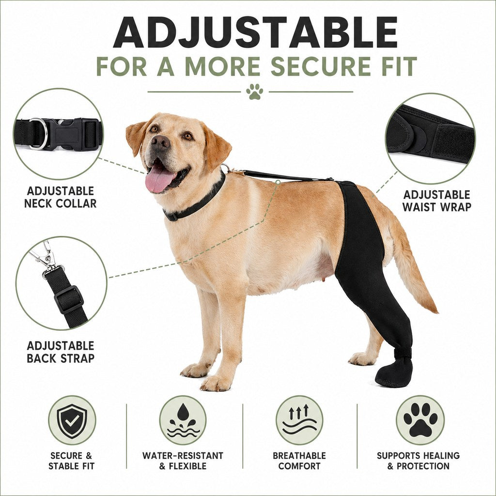Adjustable Dog Rear Leg Recovery Sleeve with Paw Cover
