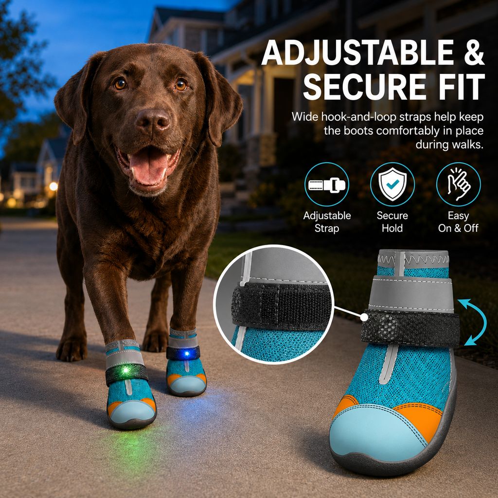 Motion-Activated LED Dog Boots for Night Walks