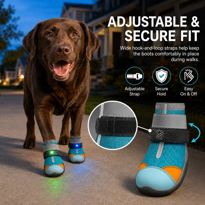 Motion-Activated LED Dog Boots for Night Walks