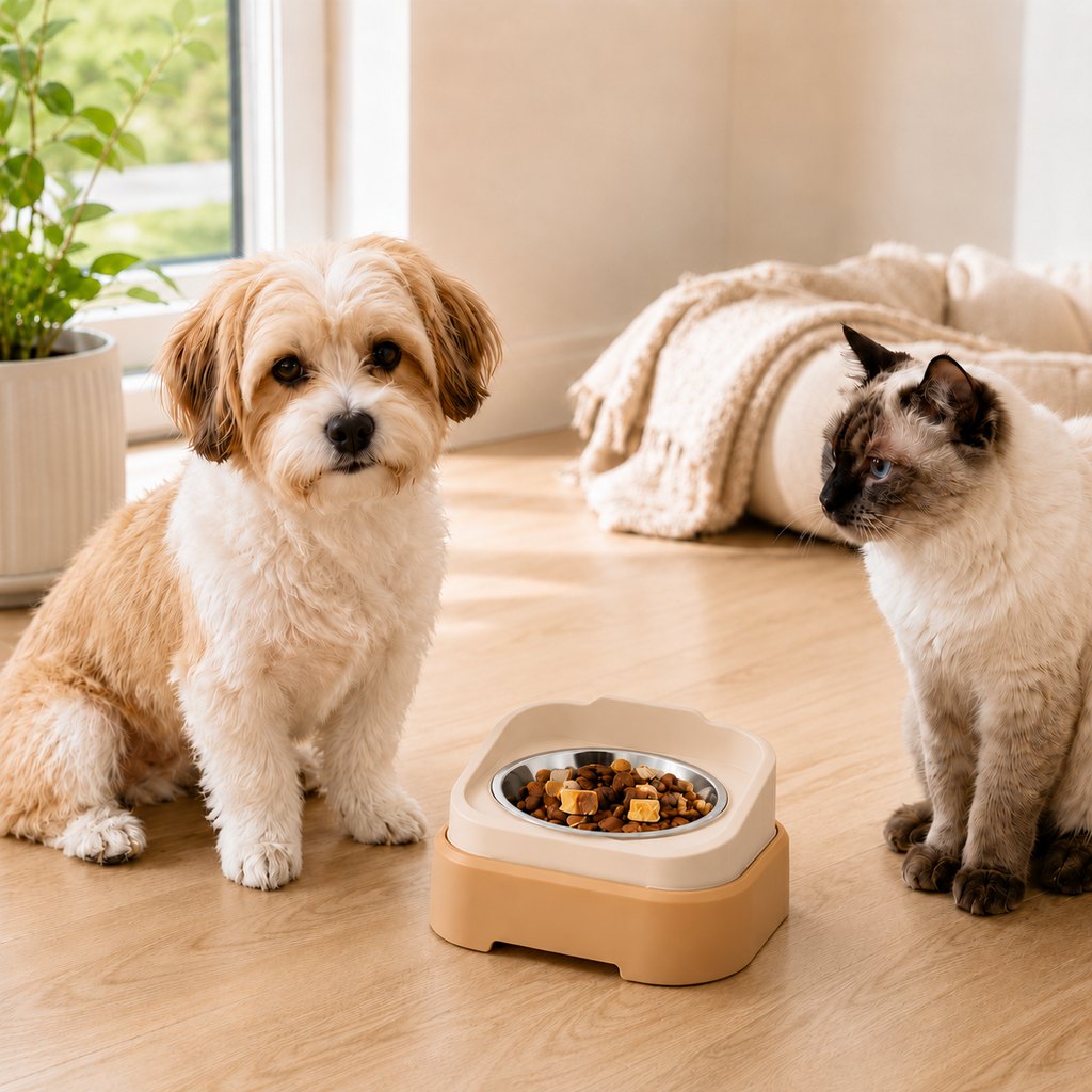 Adjustable Elevated Slow Feeder Pet Bowl for Cats & Small Dogs