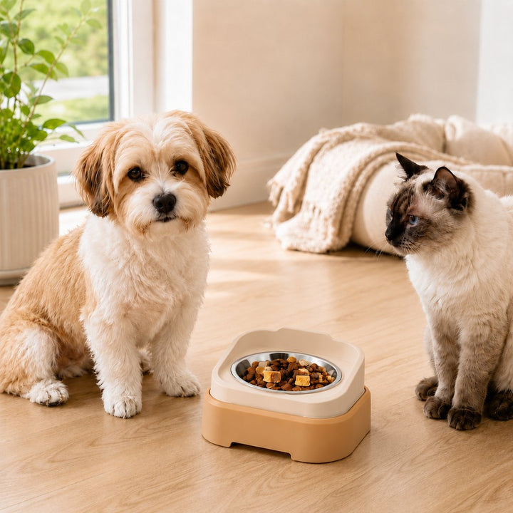 Adjustable Elevated Slow Feeder Pet Bowl for Cats & Small Dogs