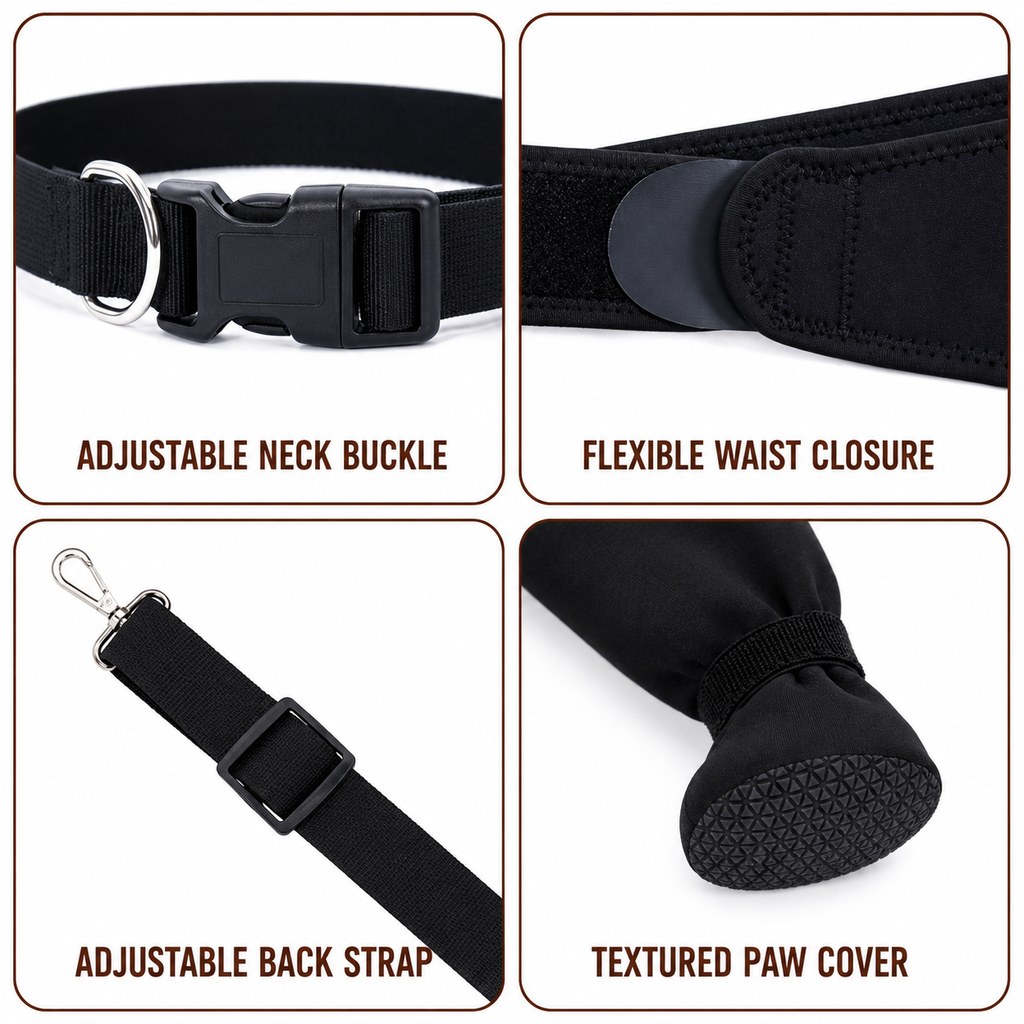 Adjustable Dog Rear Leg Recovery Sleeve with Paw Cover