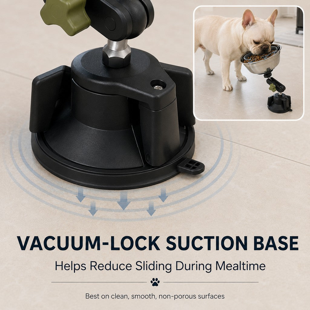 Adjustable Suction-Mount Slow Feeder Bowl for French Bulldogs, Cats & Small-to-Medium Dogs