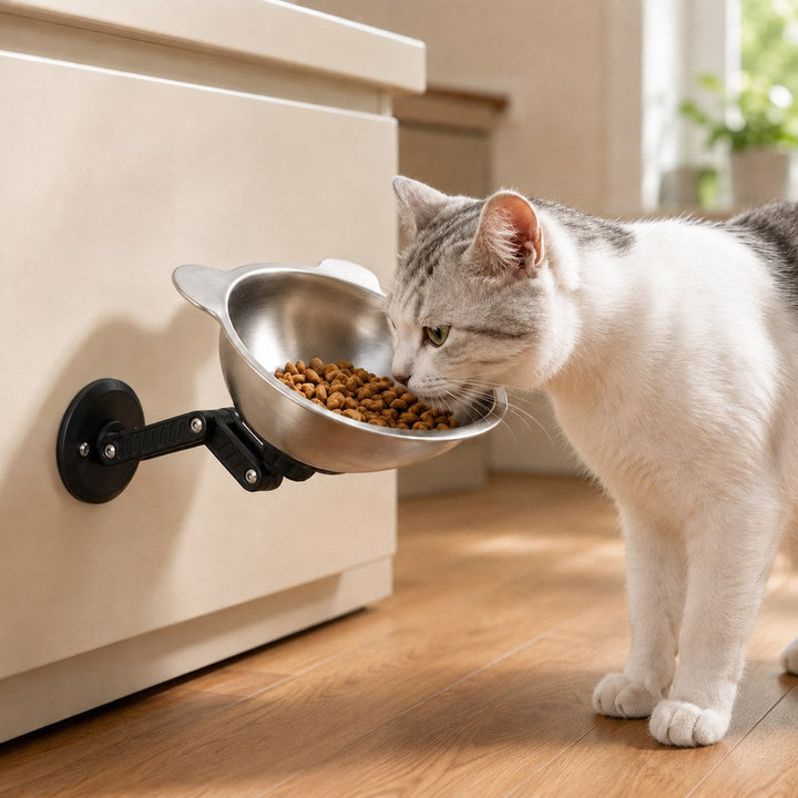 Adjustable Wall-Mounted Pet Bowl for Cats & Small Dogs