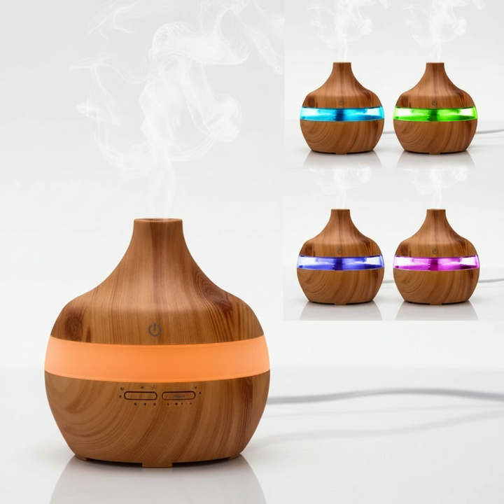 Wood effect tranquil mist aromatherapy diffuser