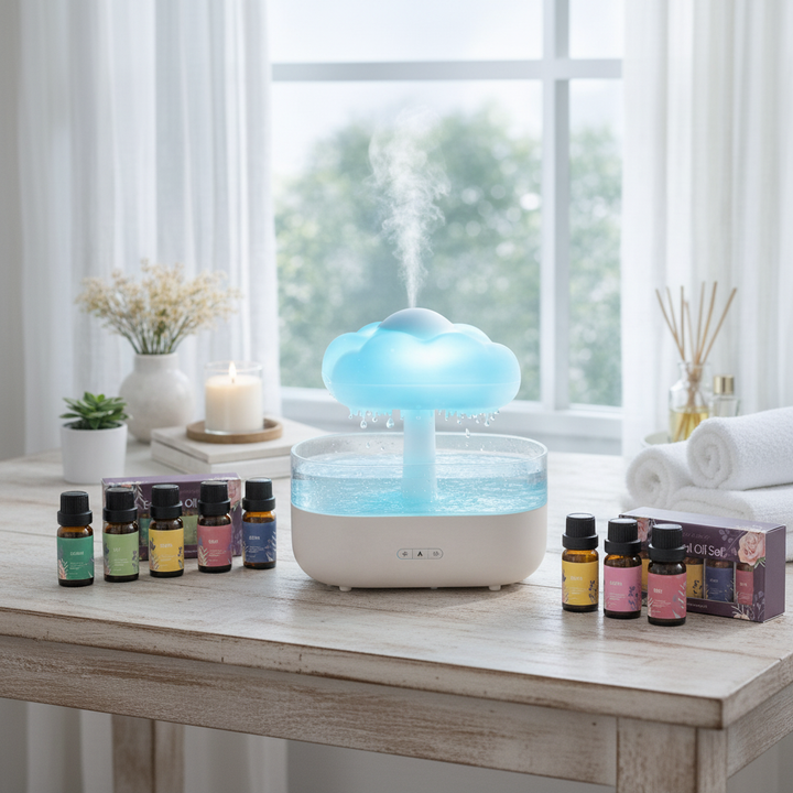 Raindrop mist essential oil diffuser in white - view 5