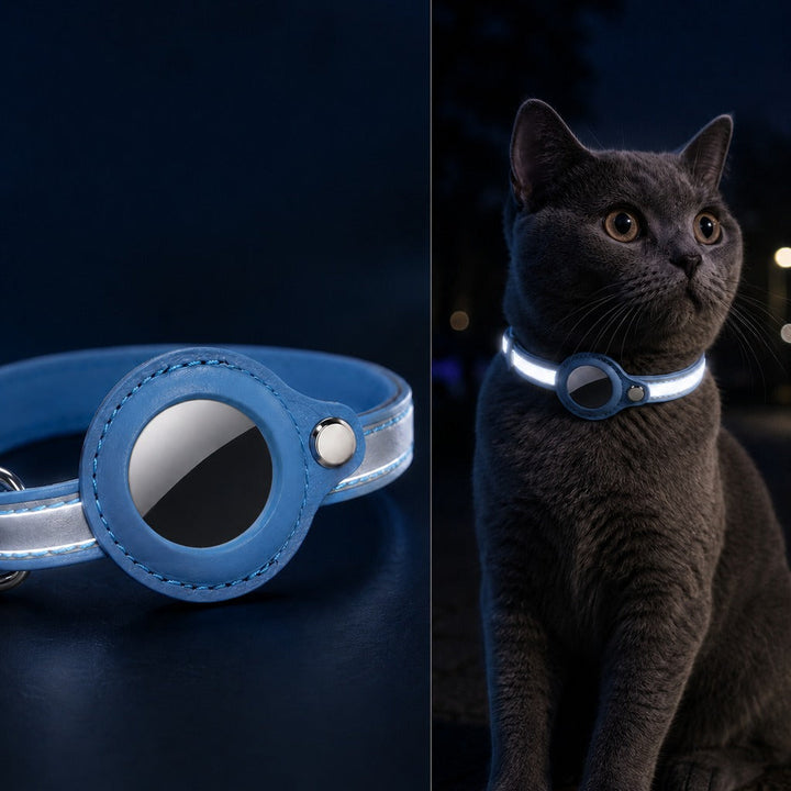 AirTag-Compatible Reflective Pet Tracking Collar for Cats & Small Dogs