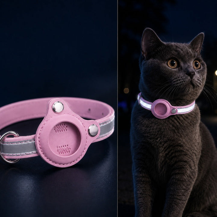 AirTag-Compatible Reflective Pet Tracking Collar for Cats & Small Dogs