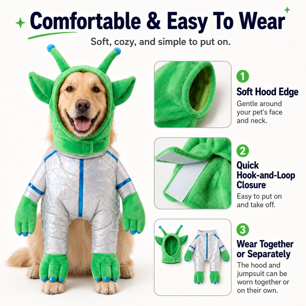 Green Alien Pet Costume for Dogs & Cats
