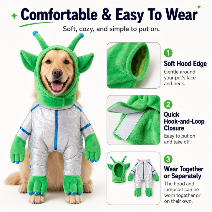 Green Alien Pet Costume for Dogs & Cats