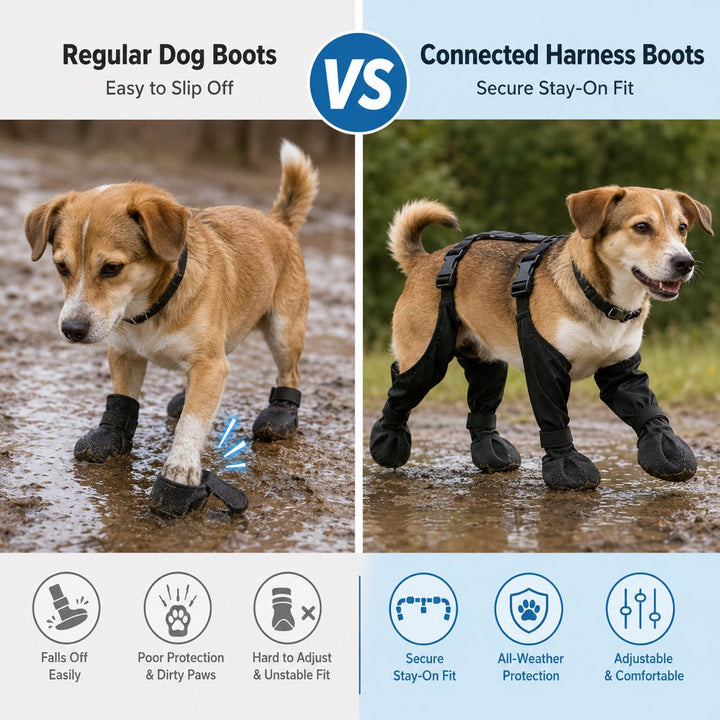 Stay-On Waterproof Dog Walking Boots for Rain, Mud & Hot Pavement