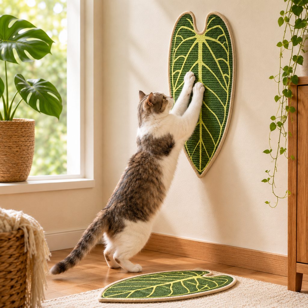 Botanical Stick-On Sisal Cat Scratcher Mat for Walls, Doors & Floors
