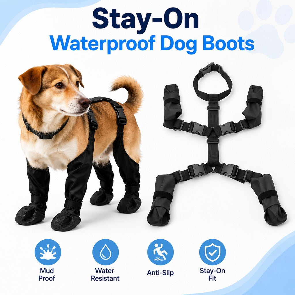 Stay-On Waterproof Dog Walking Boots for Rain, Mud & Hot Pavement
