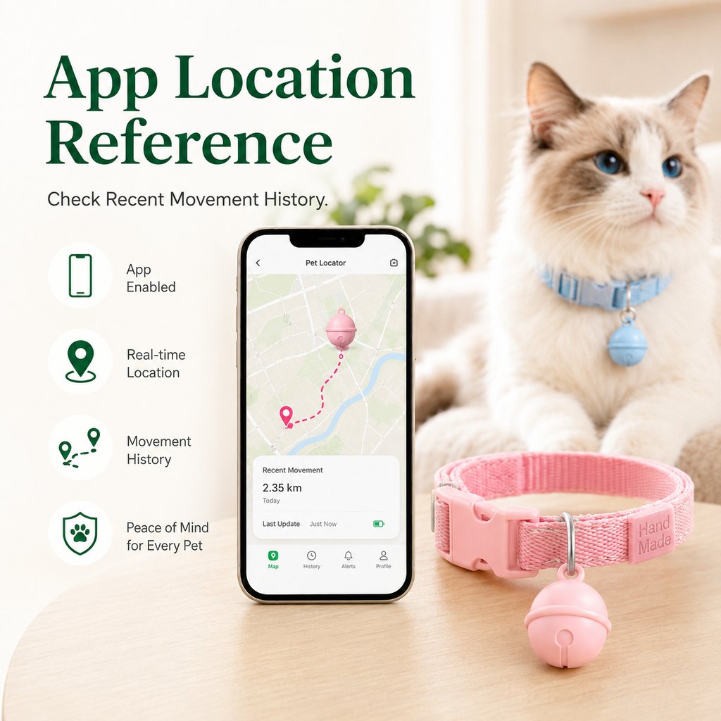Smart Pet Tracker Bell Collar for Cats & Small Dogs