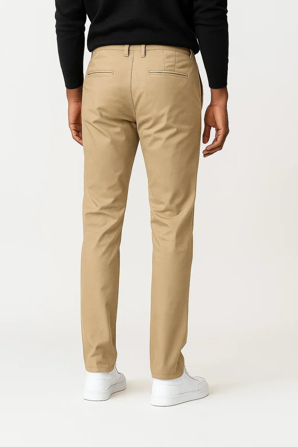 Men's Khaki Cotton Stretch Chinos, Straight Fit