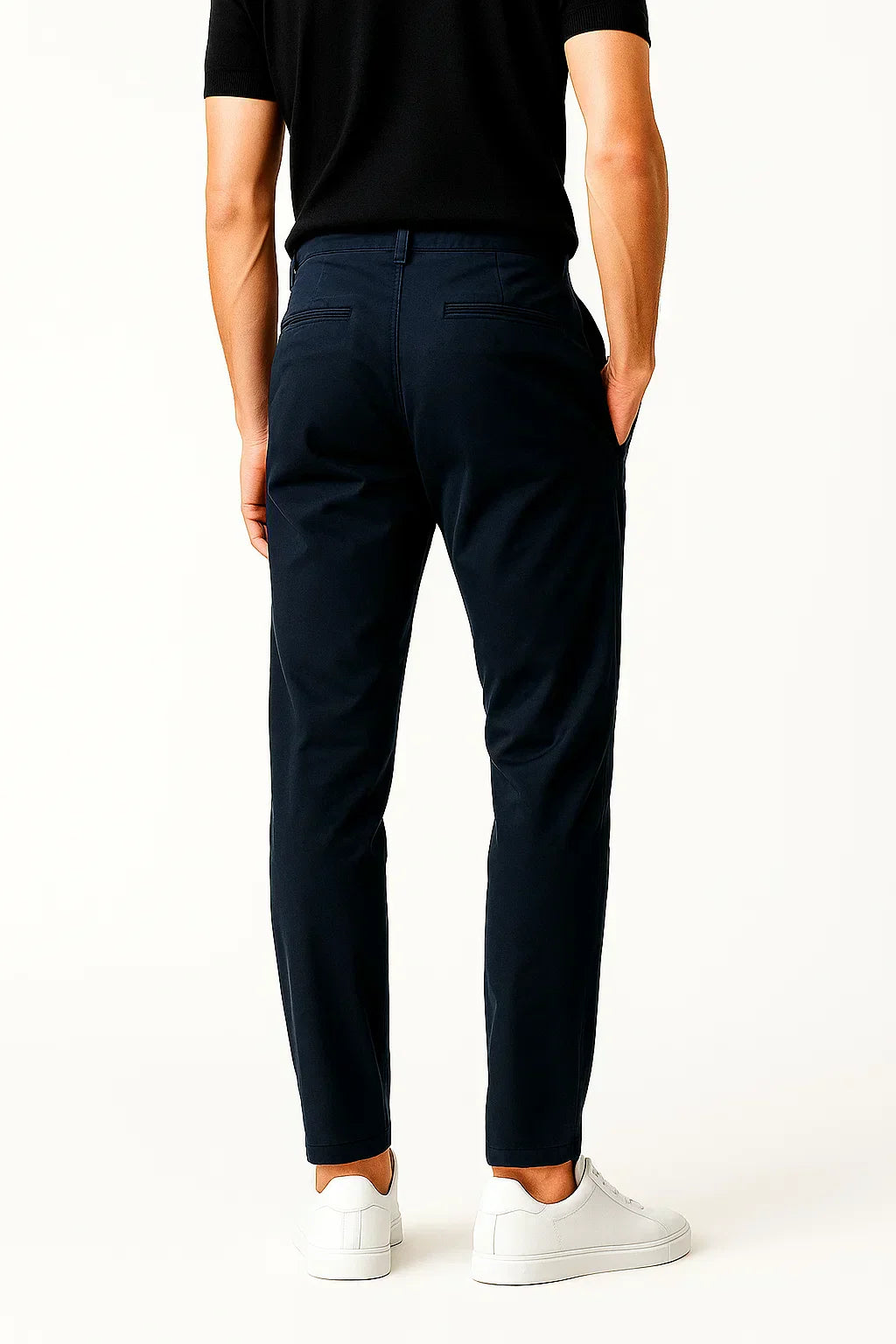 Men's Khaki Cotton Stretch Chinos, Straight Fit