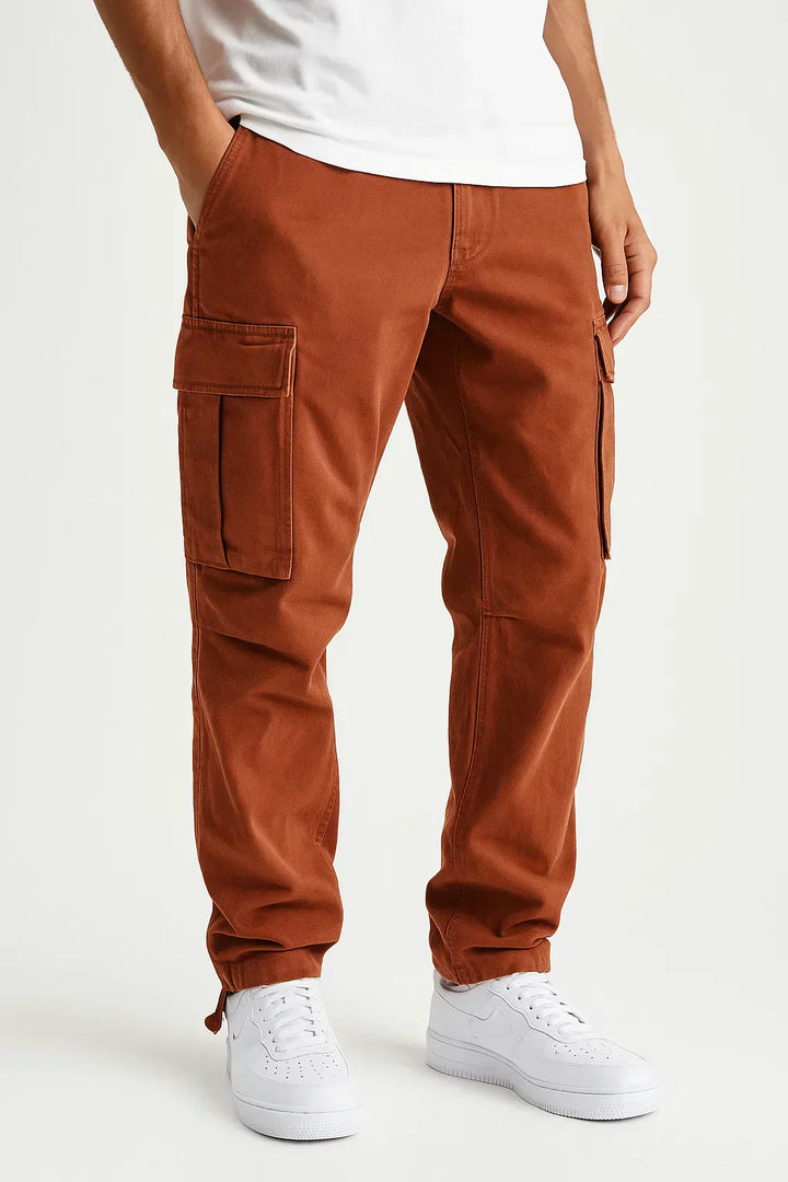Men's Cotton Cargo Trousers with Elasticated Waist, Loose Fit